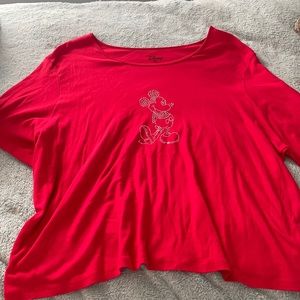 Red stretchy Mickey Mouse bedazzled top 4x
